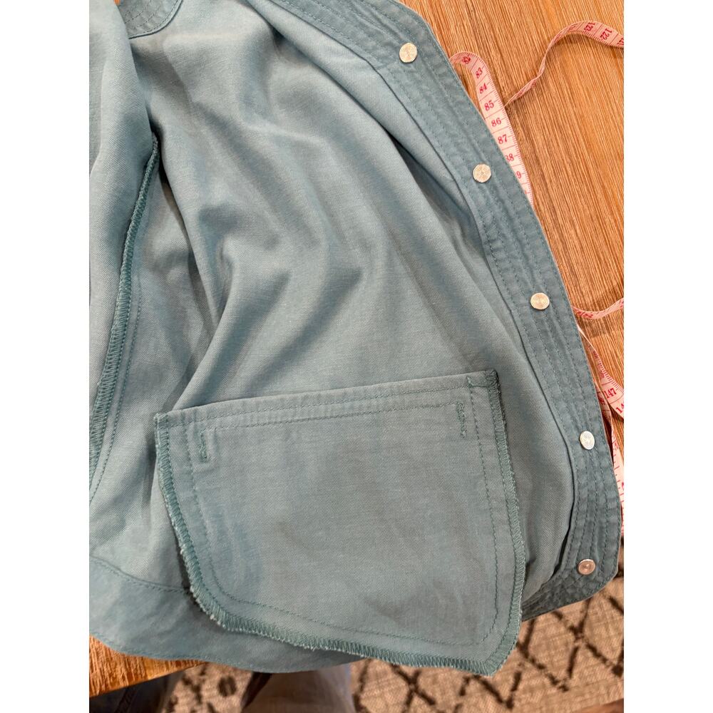 VINTAGE ORVIS DENIM BUTTON DOWN VEST TEAL COLOR SIZE MEDIUM - Picture 8 of 9